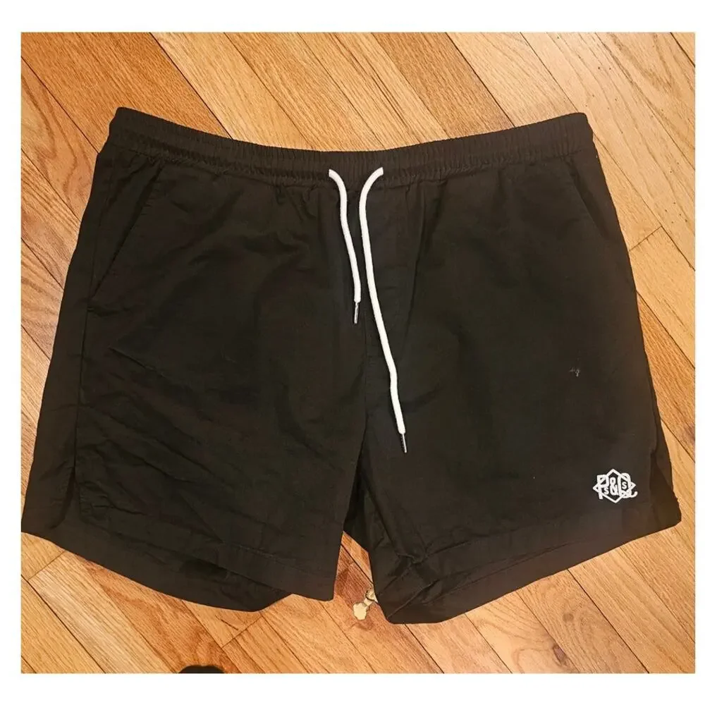 P's & Q's Shorts Mens Black Drawstring Board Swim Shorts , Sz XXL, 36 in Waist